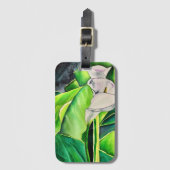 白アルムリリー水彩熱帯フローラ ラゲッジタグ (正面縦)