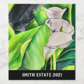 白アルムリリー水彩熱帯フローラ ワインラベル (シングルラベル)