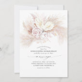 白アンスリウムとパンパスグラスのエレガント結婚 招待状 (正面)