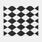 白アーガイルと黒で継ぎ目のない模様。ジオメ フリースブランケット (正面(横))