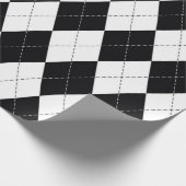 白アーガイルと黒で継ぎ目のない模様。ジオメ ラッピングペーパー (角)