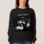 白アートいペリカンの三尾が泳ぐ スウェットシャツ (正面)