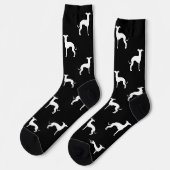 白イタリアンGreyhoundシルエットOn Black ソックス (左)