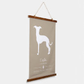 白イタリアンGreyhound Silhouette On Beige 吊り下げ型タペストリー (傾斜あり)