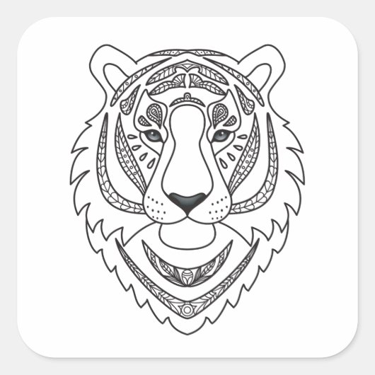 白インスパイア虎 スクエアシール (正面)