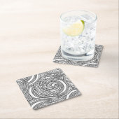 白インスパイア黒渦巻き日本デザイン スクエアペーパーコースター (インサイチュ)