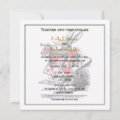 白ウサギ裁判のトランペットを吹くアリス・イン・ワンダーランド 招待状 (裏面)