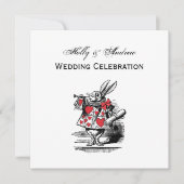 白ウサギ裁判のトランペットを吹くアリス・イン・ワンダーランド 招待状 (正面)