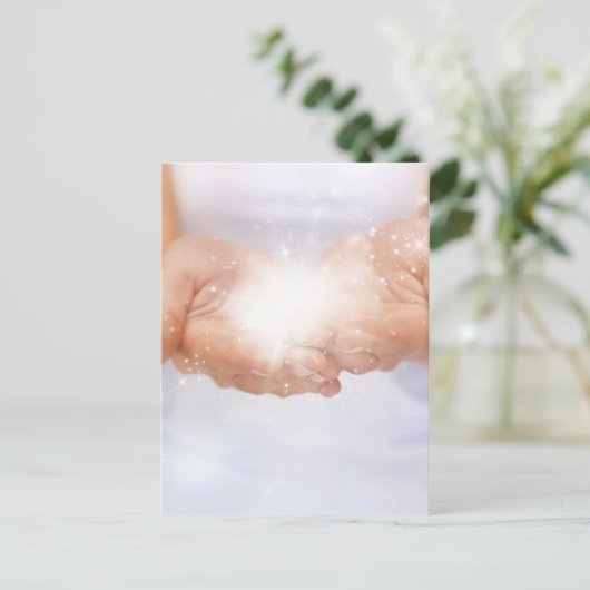 白エネルギー癒し手霊気ヒーラーシャーマン ポストカード (スタンド正面)