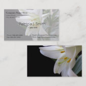 白エレガントいかわいらしユリの花 名刺 (正面/裏面)