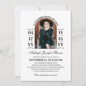 白エレガントいアーチ写真Aライフお祝い 招待状 (正面)