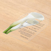 白エレガントいカラ・リリー結婚ズフローラ アクリル招待状 (レイダウン)