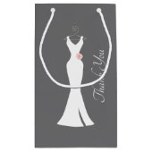 白エレガントいガウンonグレー – ありスタイリッシュがとう スモールペーパーバッグ (裏面)