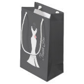 白エレガントいガウンonグレー – ありスタイリッシュがとう スモールペーパーバッグ (裏面アングル)