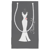 白エレガントいガウンonグレー – ありスタイリッシュがとう スモールペーパーバッグ (正面)