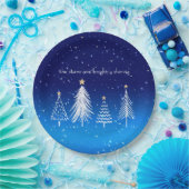 白エレガントいクリスマスツリーと金ゴールド ペーパープレート (パーティー)