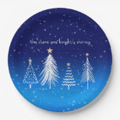 白エレガントいクリスマスツリーと金ゴールド ペーパープレート (正面)