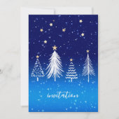 白エレガントいクリスマスツリー金ゴールドスターズディナー 招待状 (正面)