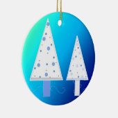 白エレガントいクリスマスツリー セラミックオーナメント (右)