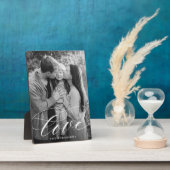 白エレガントいスクリプト写真を愛 フォトプラーク (側面)