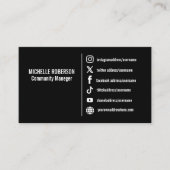 白エレガントいソーシャルメディアのアイコン黒い背景 名刺 (正面)