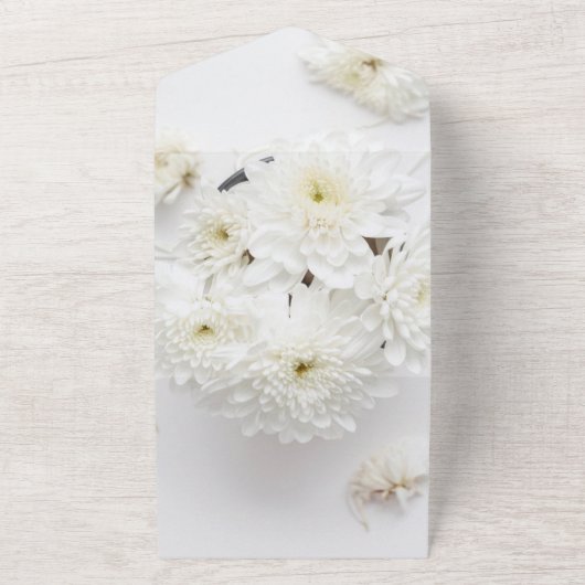 白エレガントいバラがフローラ夏結婚の花 オールインワン招待状 (外側)