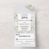 白エレガントいバラがフローラ夏結婚の花 オールインワン招待状 (内側)