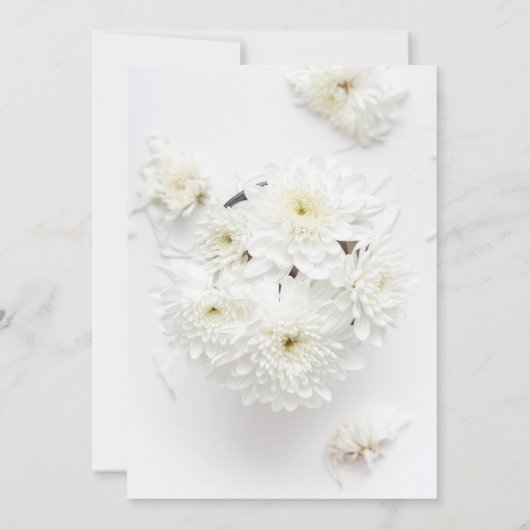 白エレガントいバラがフローラ夏結婚の花 招待状 (裏面)