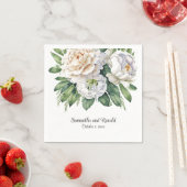 白エレガントいバラと牡丹結婚の スタンダードカクテルナプキン (インサイチュ)