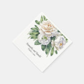 白エレガントいバラと牡丹結婚の スタンダードカクテルナプキン (角)