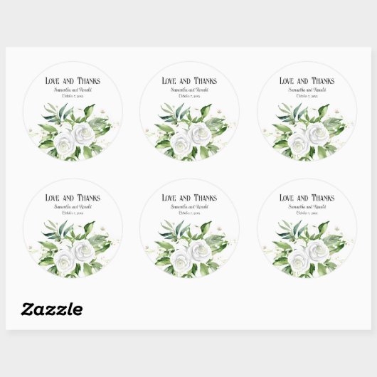 白エレガントいバラと赤ん坊の息結婚の ラウンドシール (シート)