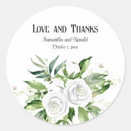 白エレガントいバラと赤ん坊の息結婚の ラウンドシール