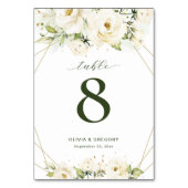 白エレガントいバラと金ゴールド線結婚の テーブルナンバー (裏面)