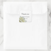 白エレガントいバラと銀感謝してい君 スクエアシール (バッグ)