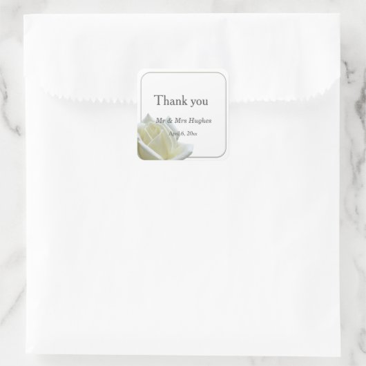 白エレガントいバラと銀感謝してい君 スクエアシール (バッグ)