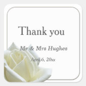 白エレガントいバラと銀感謝してい君 スクエアシール (正面)