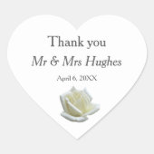 白エレガントいバラと銀結婚の感謝してい君 ハートシール (正面)