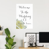 白エレガントいバラと銀結婚の歓迎 ポスター (ホームオフィス)