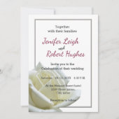 白エレガントいバラと銀結婚の 招待状 (正面)