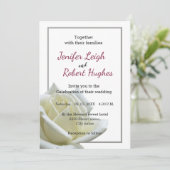 白エレガントいバラと銀結婚の 招待状 (スタンド正面)