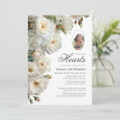 白エレガントいバラ永遠に私たちのハート葬儀 招待状 (スタンド正面)