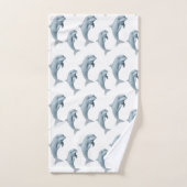 白エレガントいモダンイルカかわいい バスタオルセット (ハンドタオル)