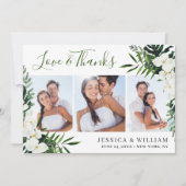 白エレガントいランボヘミ結婚アンの3枚の写真 サンキューカード (正面)