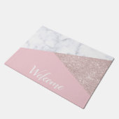 白エレガントい大理ガーリー石グリッター ドアマット (アングル)