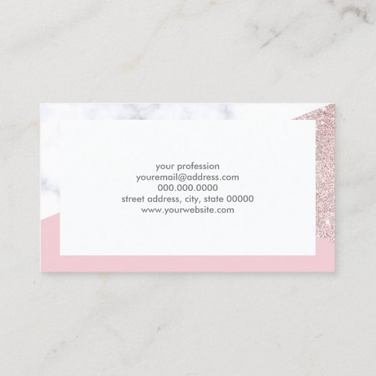 白エレガントい大理ガーリー石グリッター 名刺 (裏面)