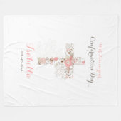 白エレガントい確認フローラのクロス名 フリースブランケット (正面(横))