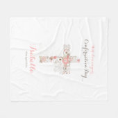 白エレガントい確認フローラのクロス名 フリースブランケット (正面(横))