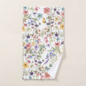 白エレガントい背景の植物性フローラ バスタオルセット (ハンドタオル)