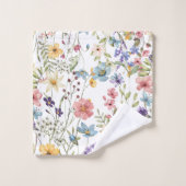 白エレガントい背景の植物性フローラ バスタオルセット (ウォッシュタオル)