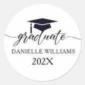 白エレガントい背景の黒いタイポグラフィ ラウンドシール (正面)